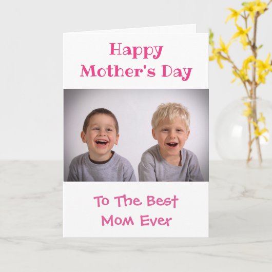 母の日ママ世界の最高の今まで可愛い子の写真 カード (黄色い花)