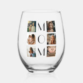 母の日ママ家族の子6写真コラージュ ステムなしワイングラス (正面)