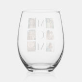 母の日ママ家族の子6写真コラージュ ステムなしワイングラス (裏面)