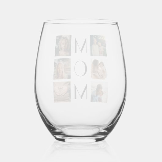 母の日ママ家族の子6写真コラージュ ステムなしワイングラス (裏面)