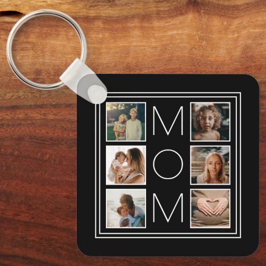 母の日ママ家族6フォトコラージュテンプレート キーホルダー (正面)