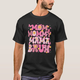 母の日ママ母ママ母ブルピンクコケットボウ Tシャツ