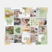 母の日ママ誕生日フォトコラージミントグリーン フリースブランケット (正面(横))