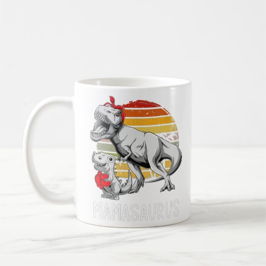 母の日ママMamasaurus恐竜ママTレックスサ コーヒーマグカップ (左)