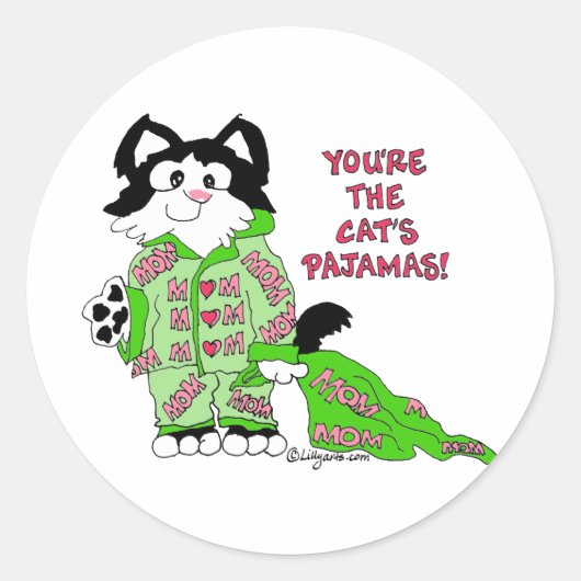 母の日マンガ猫シール ラウンドシール (正面)