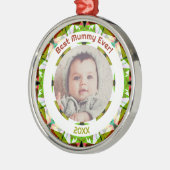 母の日ミイラ最高のイのベビー子供の写真ギフト メタルオーナメント (左)
