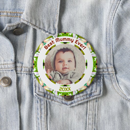 母の日ミイラ最高のイのベビー子供の写真ギフト 缶バッジ (インサイチュ)