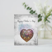 母の日ミックスメディアハートデザイン ポストカード (スタンド正面)