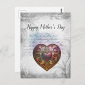 母の日ミックスメディアハートデザイン ポストカード (正面/裏面)