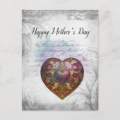 母の日ミックスメディアハートデザイン ポストカード (正面)