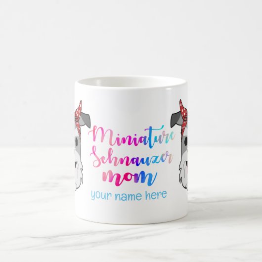 母の日ミニチュアシュナウザーペットドッグママ コーヒーマグカップ (中央)