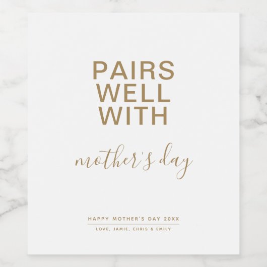 母の日ミニマリストのワインラベルとよくペア ワインラベル (シングルラベル)