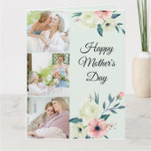 母の日ミントとピンクのフェミニンフローラ3 Photo カード (正面)