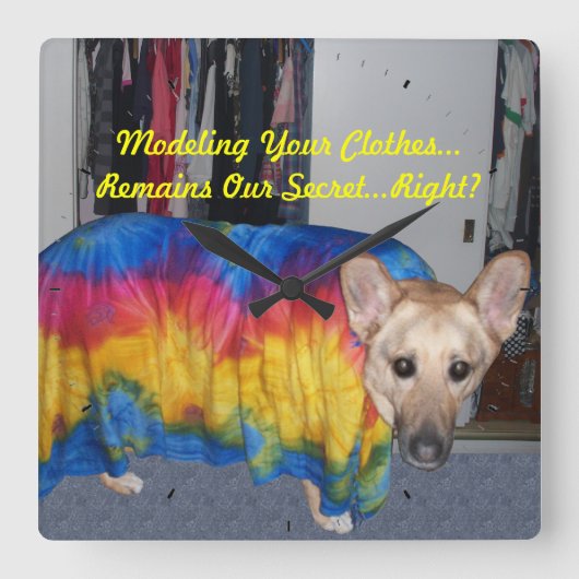 母の日モデリング服 スクエア壁時計 (正面)