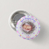 母の日モマ最高のイー常に赤ちゃん女の子の写真ギフト 缶バッジ (正面&裏面)
