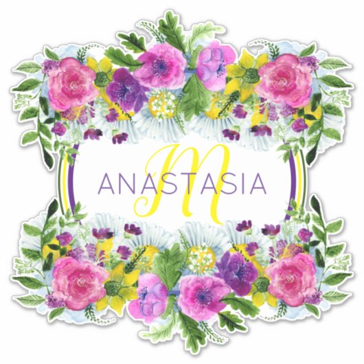 母の日モーザリング日曜日の水の色モノグラム シール (正面)