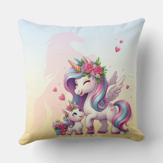 母の日ユニコーンをテーマにしたパーティー クッション (裏面)