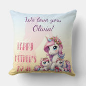 母の日ユニコーンをテーマにしたパーティー クッション (正面)