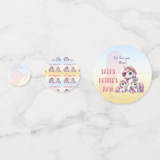 母の日ユニコーンをテーマにしたパーティー コンフェッティ (裏面)