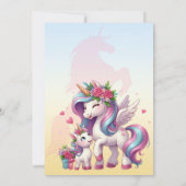 母の日ユニコーンをテーマにしたパーティー サンキューカード (裏面)