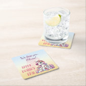 母の日ユニコーンをテーマにしたパーティー スクエアペーパーコースター (インサイチュ)