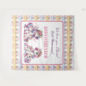 母の日ユニコーンをテーマにしたパーティー タペストリー (正面(横))