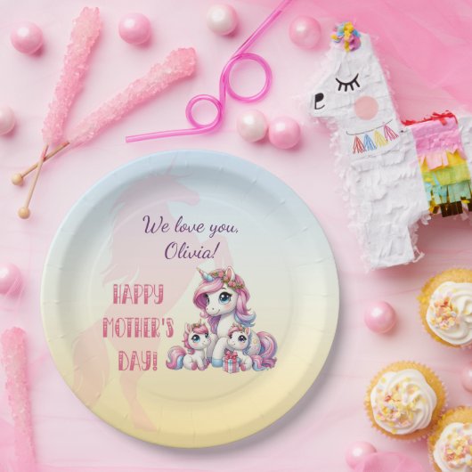 母の日ユニコーンをテーマにしたパーティー ペーパープレート (パーティー)