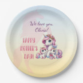 母の日ユニコーンをテーマにしたパーティー ペーパープレート (正面)