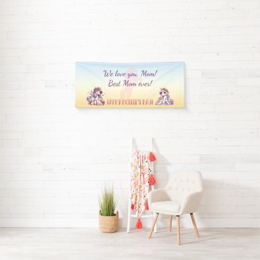 母の日ユニコーンをテーマにしたパーティー 横断幕 (インサイチュ)