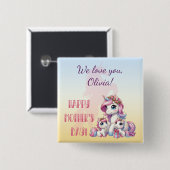 母の日ユニコーンをテーマにしたパーティー 缶バッジ