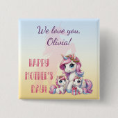 母の日ユニコーンをテーマにしたパーティー 缶バッジ (正面)