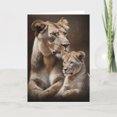 母の日ライオンと絵画子 カード (正面)