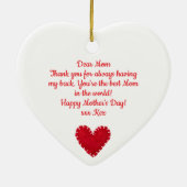 母の日レッド感じハートつるの装飾 セラミックオーナメント (裏面)