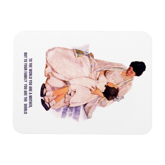 母の日ヴィンテージアートと引用文ギフト マグネット (横)