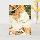 母の日ヴィンテージアートカスタムグリーティングカード カード (黄色い花)