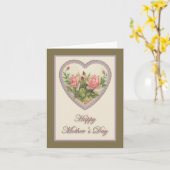 母の日ヴィンテージハート&花 カード (黄色い花)
