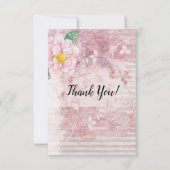 母の日ヴィンテージ動揺してピンク緑の花 サンキューカード (正面)