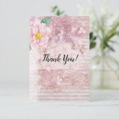 母の日ヴィンテージ動揺してピンク緑の花 サンキューカード (スタンド正面)