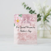 母の日ヴィンテージ動揺してピンク緑の花 シーズンポストカード (スタンド正面)