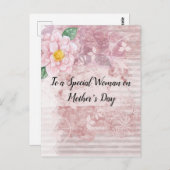 母の日ヴィンテージ動揺してピンク緑の花 ポストカード (正面/裏面)