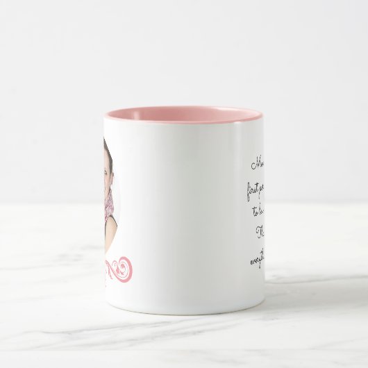 母の日丸写真デリケートなピンクのコーヒーマグ マグカップ (中央)
