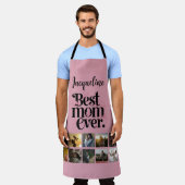 母の日写真コラージュ最高のママエバー エプロン (着用した状態)