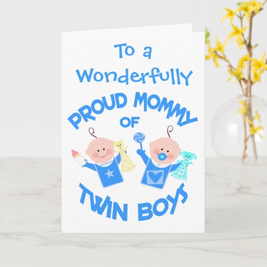 『母の日双子の母親』 カード (黄色い花)