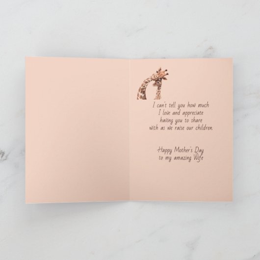 母の日妻おもしろいキリン動物 カード (内部)
