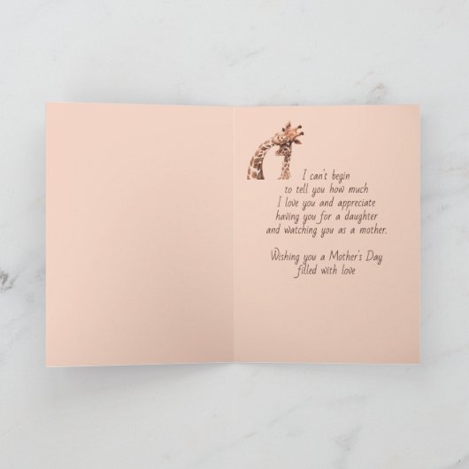 母の日娘おもしろいキリン動物 カード (内部)