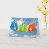 母の日帰り型のぶら下がった洗濯物 カード (黄色い花)