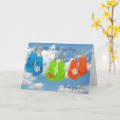 母の日帰り型のぶら下がった洗濯物 カード (黄色い花)