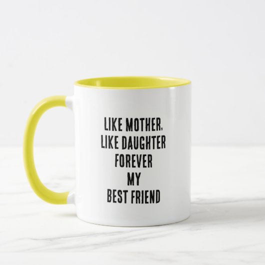 母の日引用文母の娘イエロー白黒 マグカップ (左)
