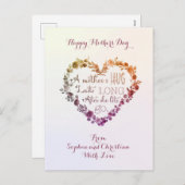 母の日引用文水彩花ハートヴィンテージ シーズンポストカード (正面/裏面)