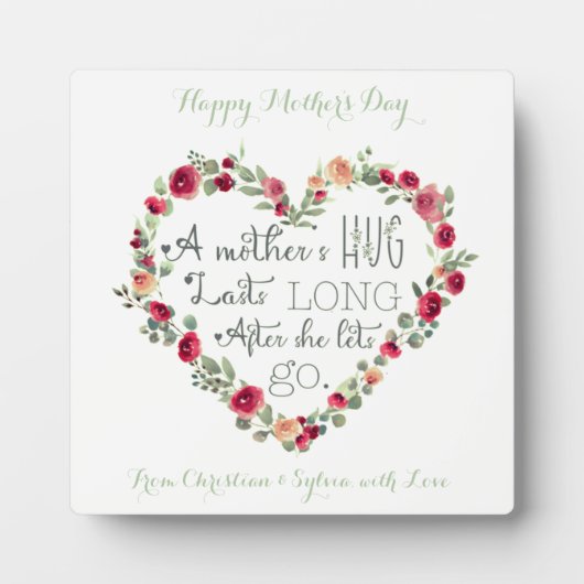 母の日引用文水彩花ハートヴィンテージ フォトプラーク (正面)